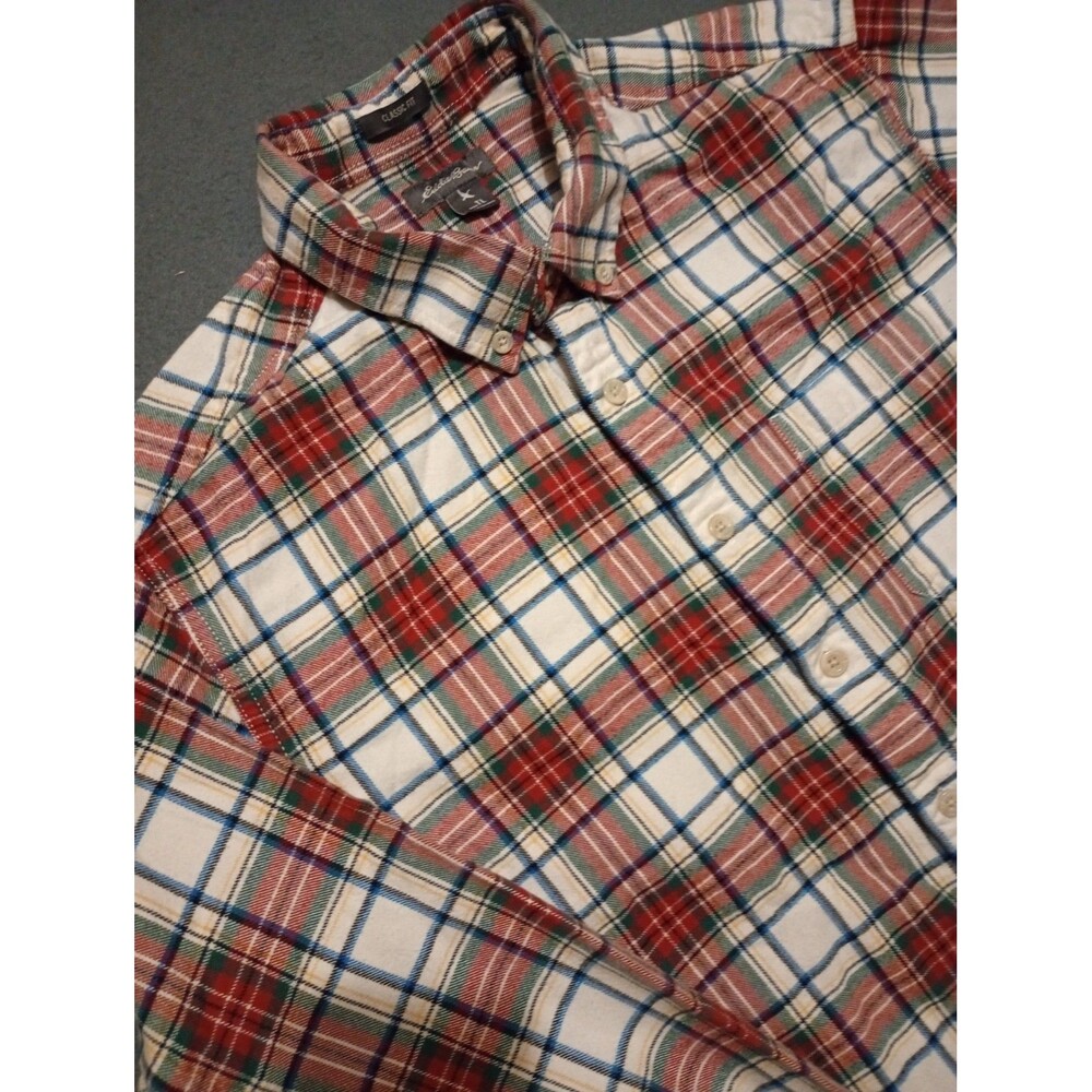 Eddie Bauer Shirt Mens Large Tall Plaid Flannel Gorpcore Hiking